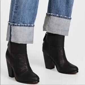 Rag & Bone Black Leather Newbury Heeled Ankle Booties Boots Shoes Size 39
